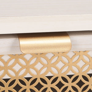 Safavieh Ceu 1 Drawer Night Stand White / Gold Pb/ Mdf/ Solid Wood NST9604C