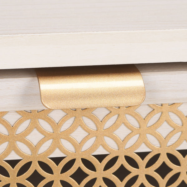 Safavieh Ceu 1 Drawer Night Stand White / Gold Pb/ Mdf/ Solid Wood NST9604C