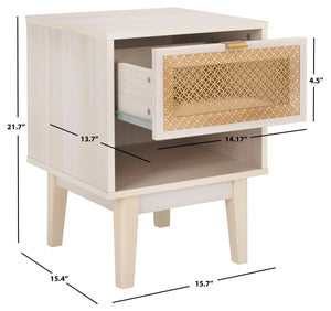 Safavieh Ceu 1 Drawer Night Stand White / Gold Pb/ Mdf/ Solid Wood NST9604C