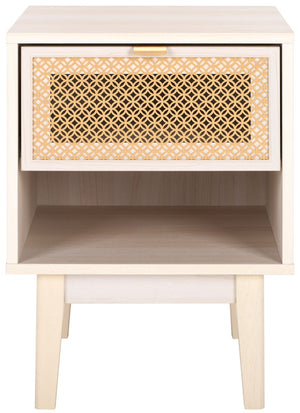 Safavieh Ceu 1 Drawer Night Stand White / Gold Pb/ Mdf/ Solid Wood NST9604C