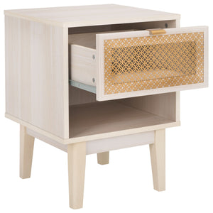 Safavieh Ceu 1 Drawer Night Stand White / Gold Pb/ Mdf/ Solid Wood NST9604C