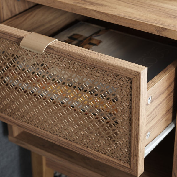 Safavieh Ceu 1 Drawer Night Stand Oak / Gold Pb/ Mdf/ Solid Wood NST9604D