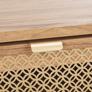 Safavieh Ceu 1 Drawer Night Stand Oak / Gold Pb/ Mdf/ Solid Wood NST9604D