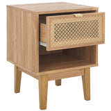 Safavieh Ceu 1 Drawer Night Stand Oak / Gold Pb/ Mdf/ Solid Wood NST9604D