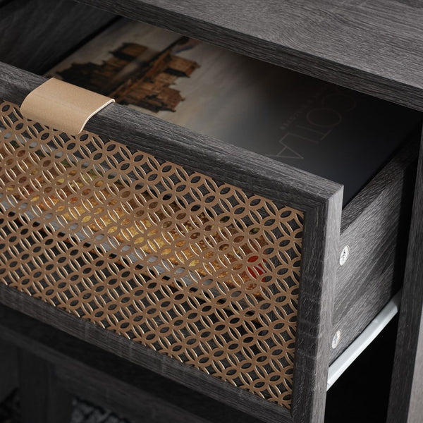 Safavieh Ceu 1 Drawer Night Stand Distreesed Black/ Gold Pb/ Mdf/ Solid Wood NST9604E