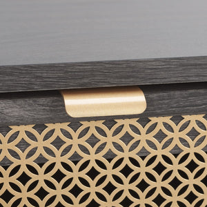 Safavieh Ceu 1 Drawer Night Stand Distreesed Black/ Gold Pb/ Mdf/ Solid Wood NST9604E