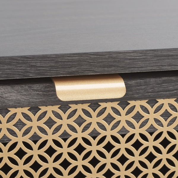 Safavieh Ceu 1 Drawer Night Stand Distreesed Black/ Gold Pb/ Mdf/ Solid Wood NST9604E