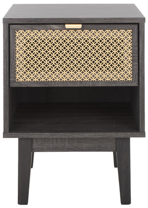 Safavieh Ceu 1 Drawer Night Stand Distreesed Black/ Gold Pb/ Mdf/ Solid Wood NST9604E