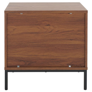 Safavieh Lylia 2-Drawer Nightstand - Contemporary Walnut Finish With Sleek Metal Accents For Modern Bedrooms Walnut / Black Legs / Black Handle NST9605A