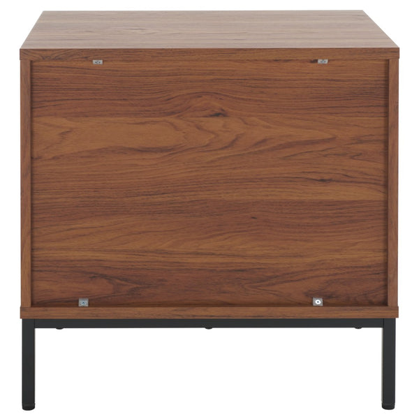 Safavieh Lylia 2-Drawer Nightstand - Contemporary Walnut Finish With Sleek Metal Accents For Modern Bedrooms Walnut / Black Legs / Black Handle NST9605A