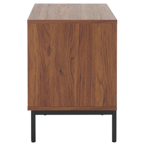 Safavieh Lylia 2-Drawer Nightstand - Contemporary Walnut Finish With Sleek Metal Accents For Modern Bedrooms Walnut / Black Legs / Black Handle NST9605A