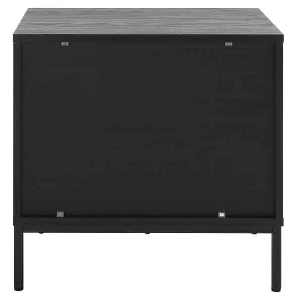 Safavieh Lylia 2-Drawer Nightstand - Contemporary Walnut Finish With Sleek Metal Accents For Modern Bedrooms Black / Black Legs / Gold Handle NST9605B
