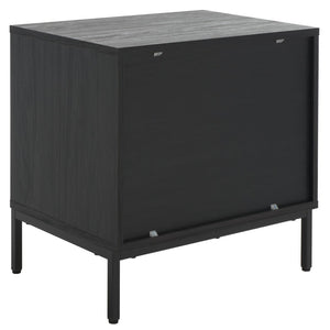 Safavieh Lylia 2-Drawer Nightstand - Contemporary Walnut Finish With Sleek Metal Accents For Modern Bedrooms Black / Black Legs / Gold Handle NST9605B