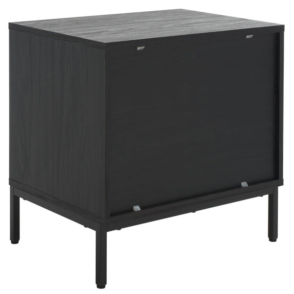 Safavieh Lylia 2-Drawer Nightstand - Contemporary Walnut Finish With Sleek Metal Accents For Modern Bedrooms Black / Black Legs / Gold Handle NST9605B