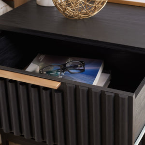 Safavieh Lylia 2-Drawer Nightstand - Contemporary Walnut Finish With Sleek Metal Accents For Modern Bedrooms Black / Black Legs / Gold Handle NST9605B