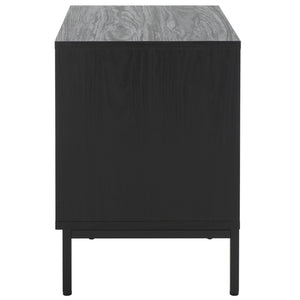 Safavieh Lylia 2-Drawer Nightstand - Contemporary Walnut Finish With Sleek Metal Accents For Modern Bedrooms Black / Black Legs / Gold Handle NST9605B