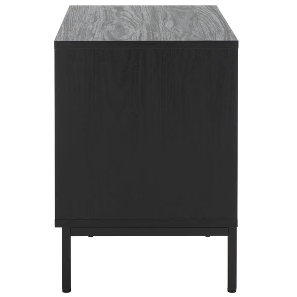 Safavieh Lylia 2-Drawer Nightstand - Contemporary Walnut Finish With Sleek Metal Accents For Modern Bedrooms Black / Black Legs / Gold Handle NST9605B