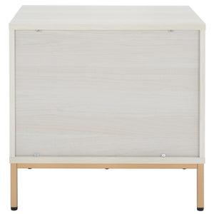 Safavieh Lylia 2-Drawer Nightstand - Contemporary Walnut Finish With Sleek Metal Accents For Modern Bedrooms Bleached White / Gold Legs / Gold Handle NST9605C