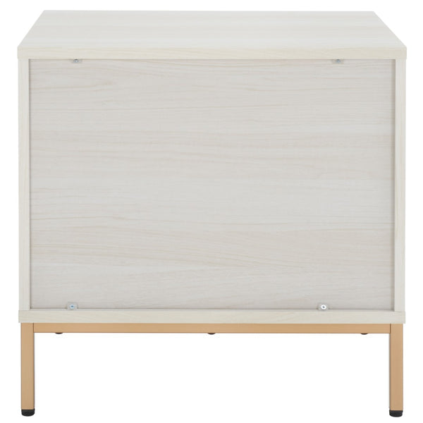 Safavieh Lylia 2-Drawer Nightstand - Contemporary Walnut Finish With Sleek Metal Accents For Modern Bedrooms Bleached White / Gold Legs / Gold Handle NST9605C