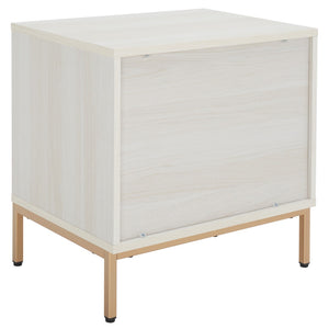 Safavieh Lylia 2-Drawer Nightstand - Contemporary Walnut Finish With Sleek Metal Accents For Modern Bedrooms Bleached White / Gold Legs / Gold Handle NST9605C