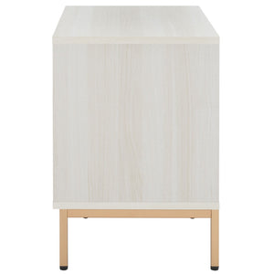 Safavieh Lylia 2-Drawer Nightstand - Contemporary Walnut Finish With Sleek Metal Accents For Modern Bedrooms Bleached White / Gold Legs / Gold Handle NST9605C