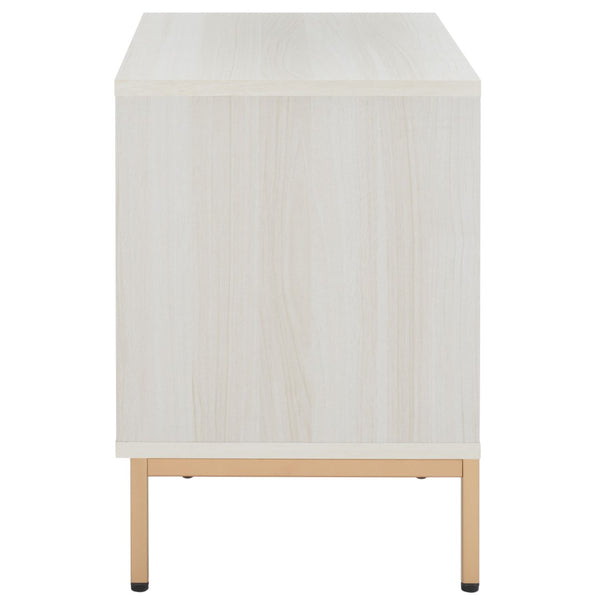 Safavieh Lylia 2-Drawer Nightstand - Contemporary Walnut Finish With Sleek Metal Accents For Modern Bedrooms Bleached White / Gold Legs / Gold Handle NST9605C