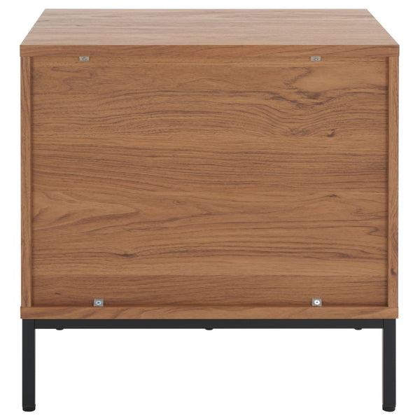 Safavieh Lylia 2-Drawer Nightstand - Contemporary Walnut Finish With Sleek Metal Accents For Modern Bedrooms Oak / Black Legs / Black Handle NST9605D