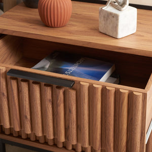 Safavieh Lylia 2-Drawer Nightstand - Contemporary Walnut Finish With Sleek Metal Accents For Modern Bedrooms Oak / Black Legs / Black Handle NST9605D
