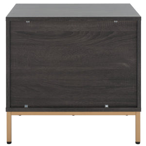 Safavieh Lylia 2-Drawer Nightstand - Contemporary Walnut Finish With Sleek Metal Accents For Modern Bedrooms Distressed Black / Gold Legs / Gold Handle NST9605E