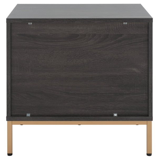 Safavieh Lylia 2-Drawer Nightstand - Contemporary Walnut Finish With Sleek Metal Accents For Modern Bedrooms Distressed Black / Gold Legs / Gold Handle NST9605E