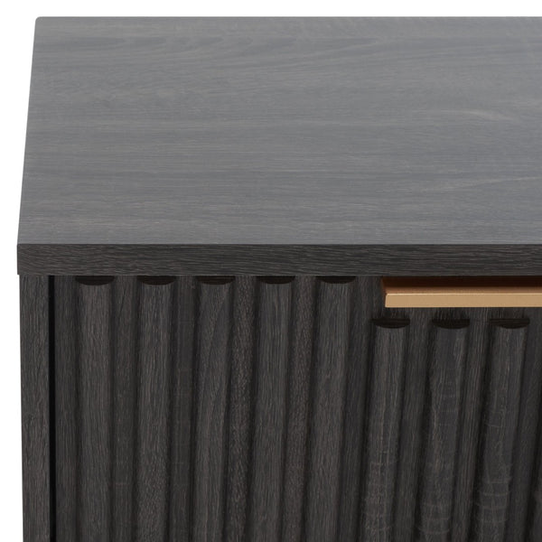 Safavieh Lylia 2-Drawer Nightstand - Contemporary Walnut Finish With Sleek Metal Accents For Modern Bedrooms Distressed Black / Gold Legs / Gold Handle NST9605E