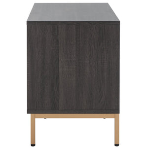 Safavieh Lylia 2-Drawer Nightstand - Contemporary Walnut Finish With Sleek Metal Accents For Modern Bedrooms Distressed Black / Gold Legs / Gold Handle NST9605E