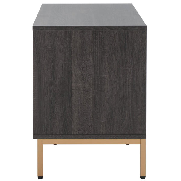 Safavieh Lylia 2-Drawer Nightstand - Contemporary Walnut Finish With Sleek Metal Accents For Modern Bedrooms Distressed Black / Gold Legs / Gold Handle NST9605E