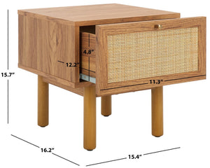 Safavieh Aino 1 Drawer Nightstand Oak 15.4" x 16.2" x 15.7"