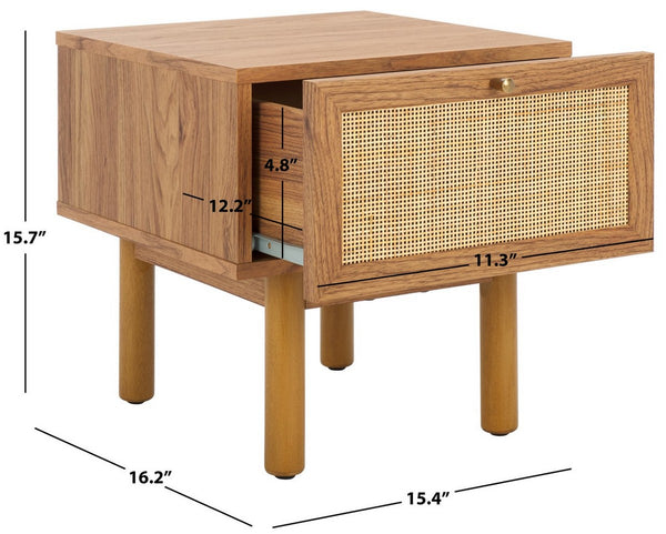 Safavieh Aino 1 Drawer Nightstand Oak 15.4" x 16.2" x 15.7"