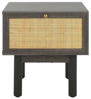 Safavieh Aino 1 Drawer Nightstand Distressed Black 15.4" x 16.2" x 15.7"