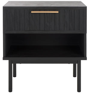 Safavieh Axelle 1 Drawer Nightstand Black/ Black Legs / Gold Handle 21.7" x 15.4" x 22.6"