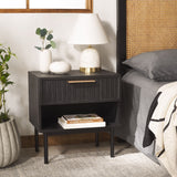 Safavieh Axelle 1 Drawer Nightstand Black/ Black Legs / Gold Handle 21.7" x 15.4" x 22.6"