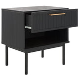 Safavieh Axelle 1 Drawer Nightstand Black/ Black Legs / Gold Handle 21.7" x 15.4" x 22.6"