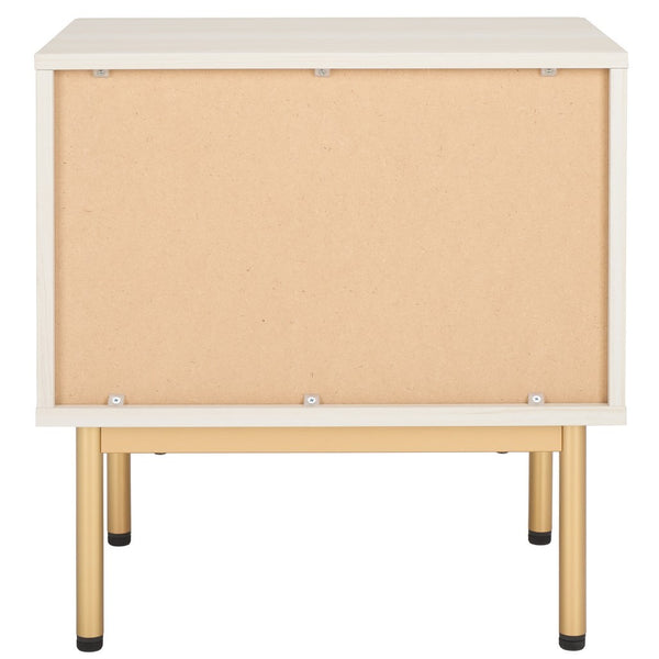 Safavieh Axelle 1 Drawer Nightstand White / Gold Legs / Gold Handle 21.7" x 15.4" x 22.6"