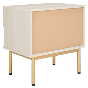 Safavieh Axelle 1 Drawer Nightstand White / Gold Legs / Gold Handle 21.7" x 15.4" x 22.6"