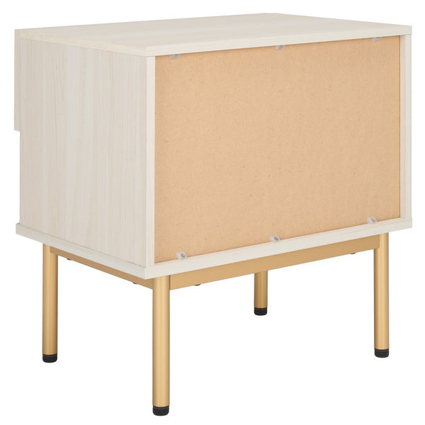 Safavieh Axelle 1 Drawer Nightstand White / Gold Legs / Gold Handle 21.7" x 15.4" x 22.6"