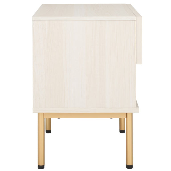 Safavieh Axelle 1 Drawer Nightstand White / Gold Legs / Gold Handle 21.7" x 15.4" x 22.6"