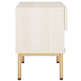 Safavieh Axelle 1 Drawer Nightstand White / Gold Legs / Gold Handle 21.7" x 15.4" x 22.6"