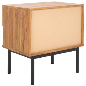 Safavieh Axelle 1 Drawer Nightstand Oak / Black Legs / Black Handle 21.7" x 15.4" x 22.6"