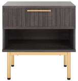 Safavieh Axelle 1 Drawer Nightstand Distressed Black / Gold Legs / Gold Handle 21.7" x 15.4" x 22.6"