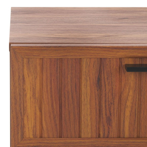 Safavieh Axelle Modern 2 Drawer Nightstand - Stylish Walnut Finish With Sleek Metal Legs For Bedroom Elegance Walnut / Black Legs / Black Handle NST9608A