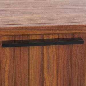 Safavieh Axelle Modern 2 Drawer Nightstand - Stylish Walnut Finish With Sleek Metal Legs For Bedroom Elegance Walnut / Black Legs / Black Handle NST9608A