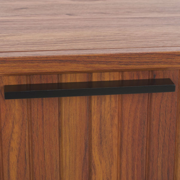 Safavieh Axelle Modern 2 Drawer Nightstand - Stylish Walnut Finish With Sleek Metal Legs For Bedroom Elegance Walnut / Black Legs / Black Handle NST9608A