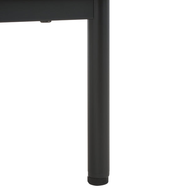 Safavieh Axelle Modern 2 Drawer Nightstand - Stylish Walnut Finish With Sleek Metal Legs For Bedroom Elegance Walnut / Black Legs / Black Handle NST9608A
